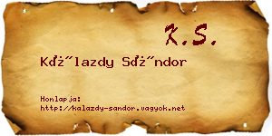 Kálazdy Sándor névjegykártya