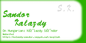 sandor kalazdy business card